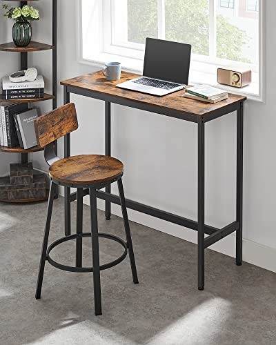 Set 2 scaune de bar, Vasagle, Negru, 50.6x50.6x88.5 cm - 4 | YEO
