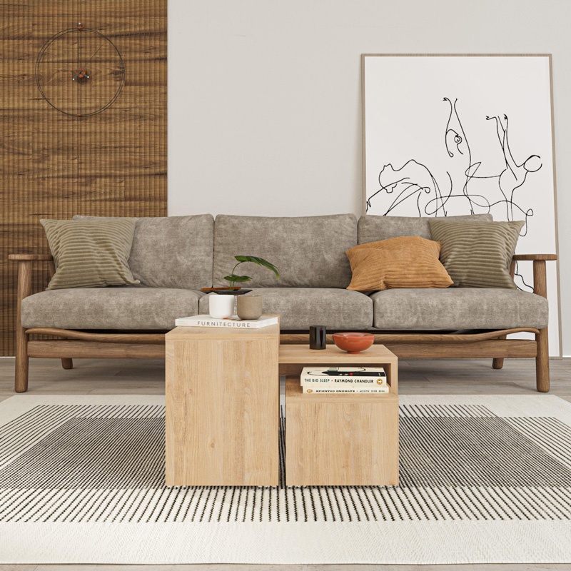 Set 3 masute Kantar, Pako World, Natural, 65x30x39 cm - 2 | YEO