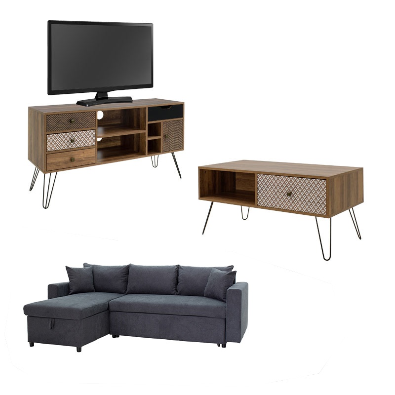 Set de 3 buc mobilier sufragerie Boho 2 student 120x39x64 cm