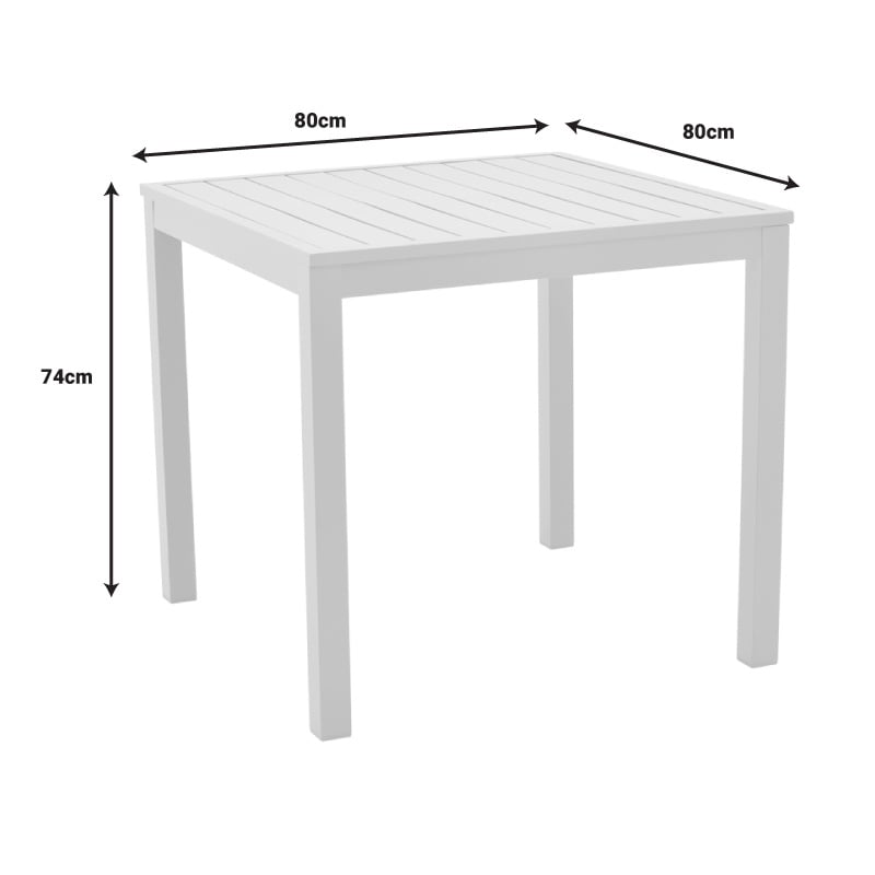 Set de 5 buc masa si scaune de gradina Kliton-Raven aluminiu alb 80x80x74 cm