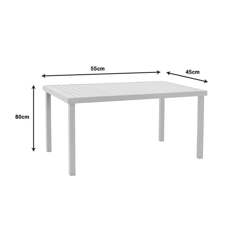 Set de 7 buc masa si scaune de gradina Kliton-Norture aluminiu alb 150x80x74 cm