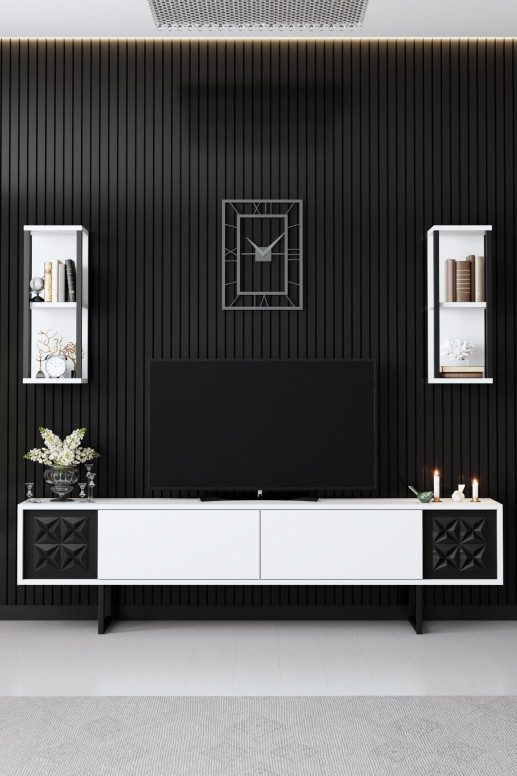 Set de mobilier pentru living Black, Alb- Negru - 4 | YEO