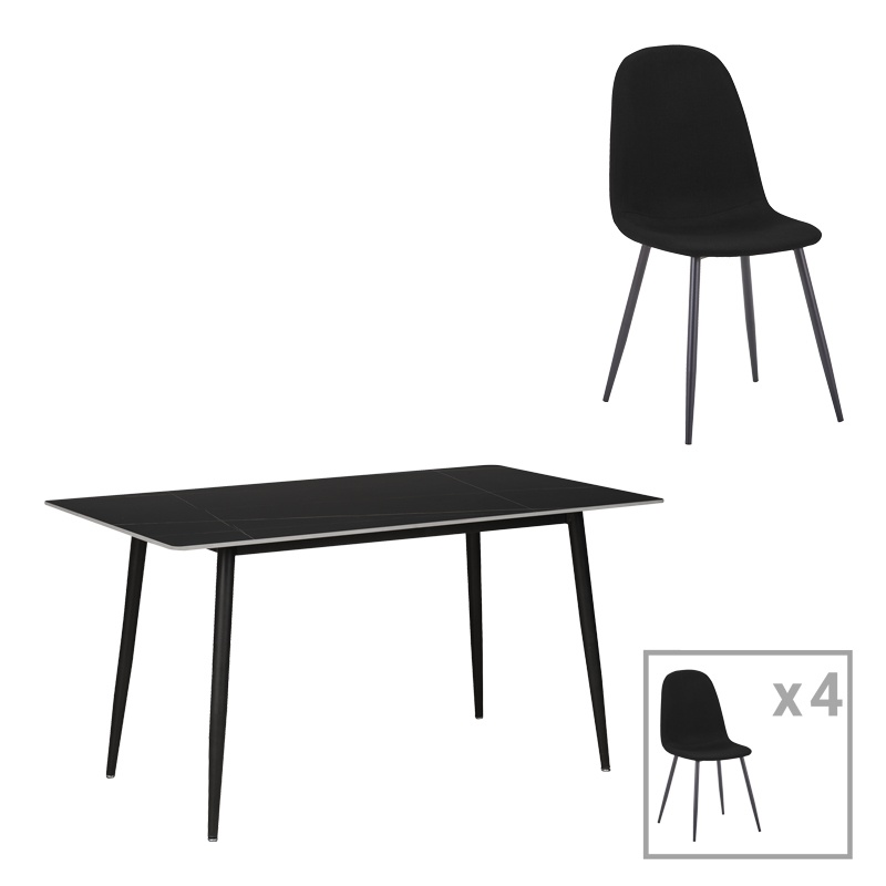 Set dining Gustas-Bella, Pako World, 5 piese, Antracit, 140x80x75 cm