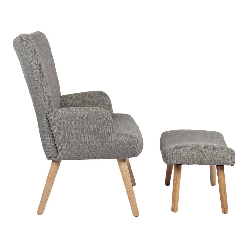 Set fotoliu cu taburet, 2 buc, Gerlina, Pako, Gri deschis 71x64x94 cm - 4