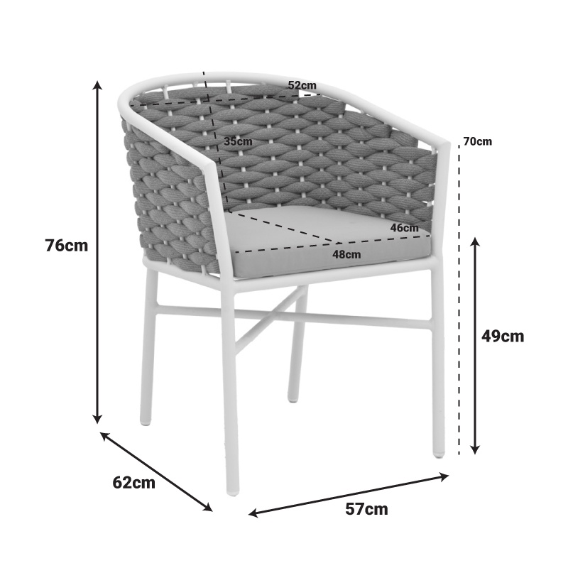 Set masa si scaune dining, 7 buc, Dagyn Noevo, Pako, Alb 240x90x76 cm - 4