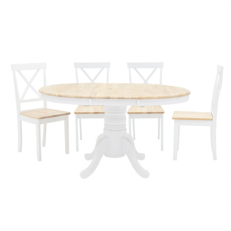 Set Masa si Scaune Lars 5 Piese Alb - Natural 100(+38)x100x75 cm - 3 | YEO