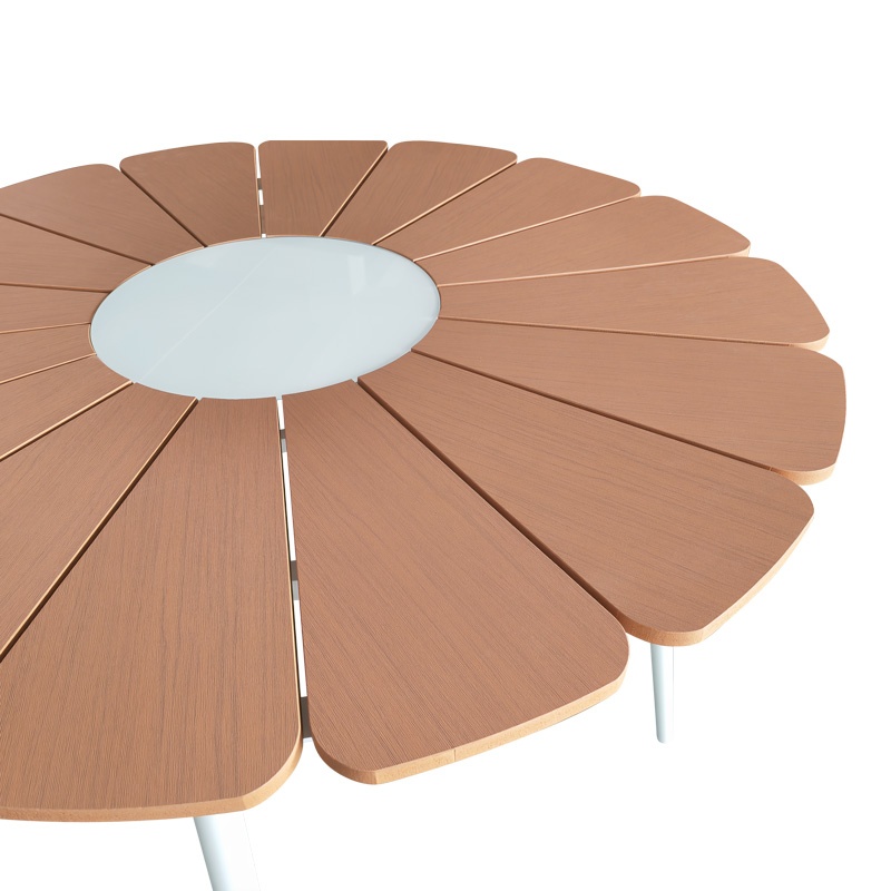 Set masa si scaune Pinap-Dashiell, Pako World, 5 piese, Alb-Natural, 110x110x74 cm