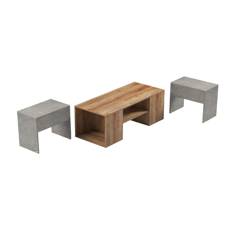 Set Masuta de cafea 3 buc Morfi Maro 105x45x37 cm - 2 | YEO