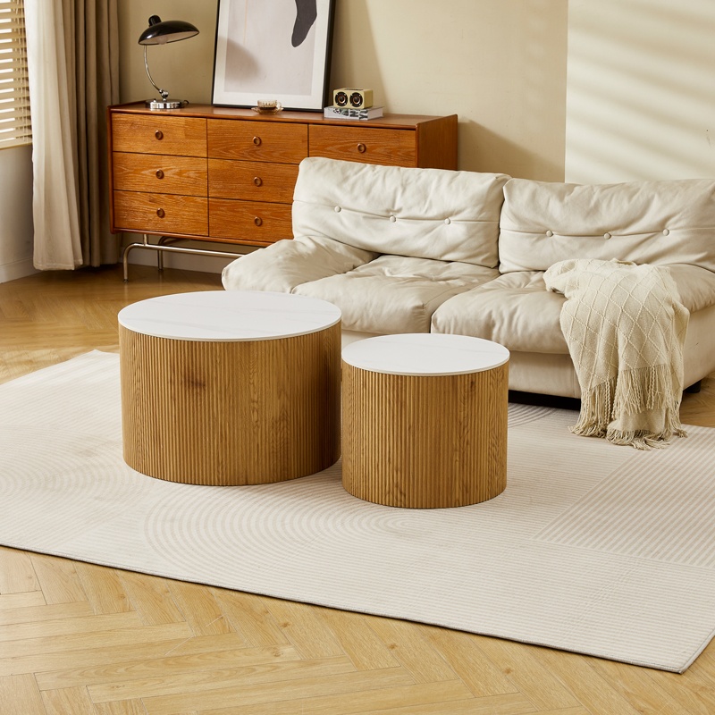 Set masute de cafea 2 buc Nelba Pako Alb 70x70x50 cm