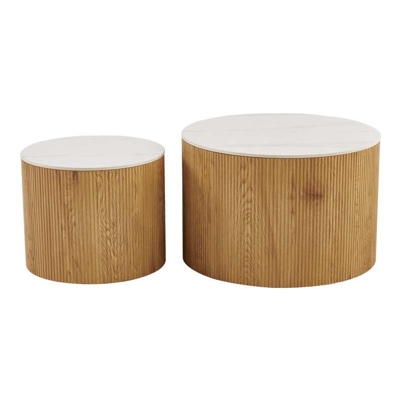 Set masute de cafea, 2 buc, Nelba, Pako, Alb 70x70x50 cm - 3