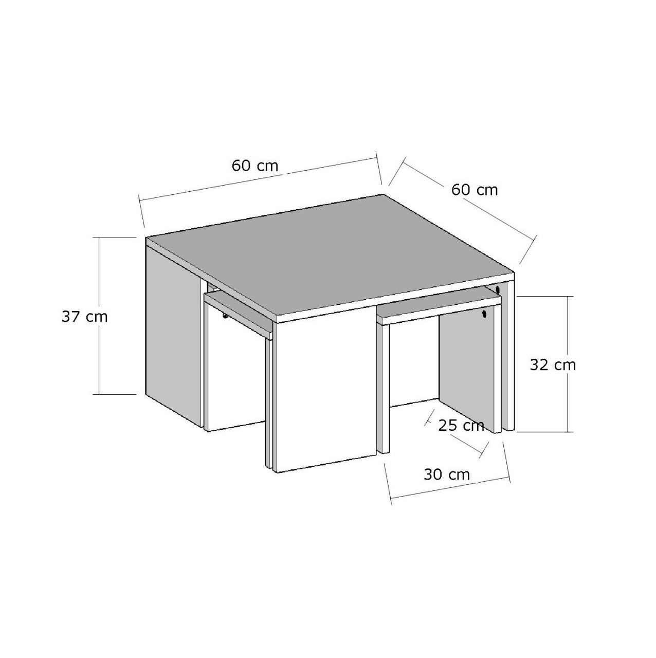 Set masute de cafea Ortanca Stejar 60x60x37 cm - 2 | YEO