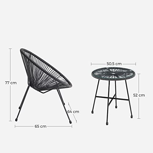 Set mobilier de gradina Acapulco, Songmics, Negru, 64x65x77 cm - 3 | YEO