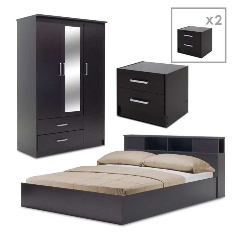 Set mobilier dormitor studenti 5 buc Nap Pako World Wenge 80x37x123 cm
