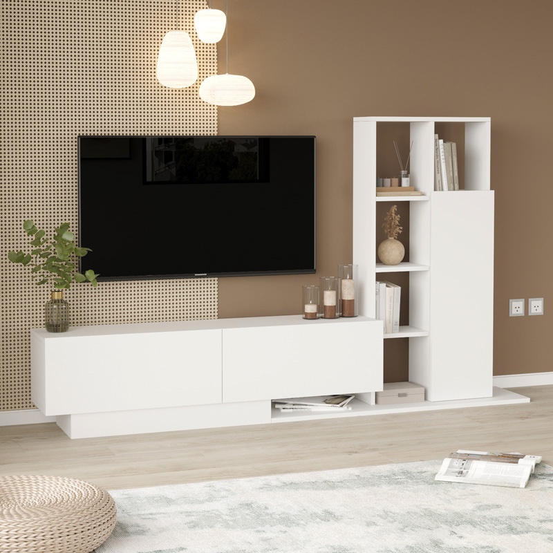 Set mobilier living Damon, Pako World, Alb, 140x29x39 cm - 1 | YEO