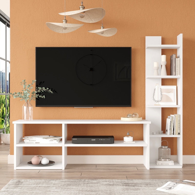 Set mobilier living Perla, Pako World, Alb, 120x29x41 cm - 2 | YEO