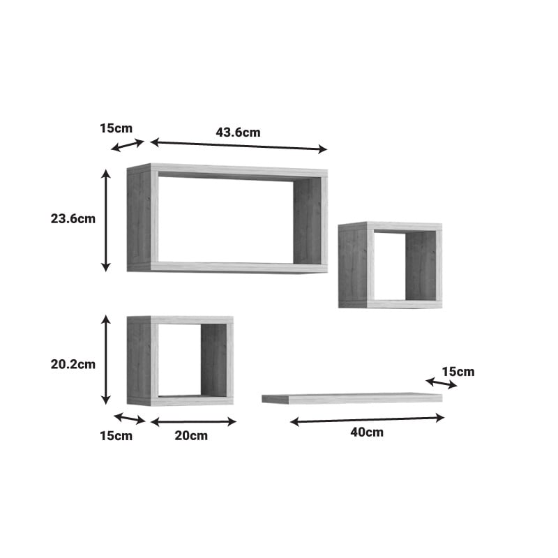 Set rafturi de perete 3 buc Babine Pako World Stejar 84x15x44 cm