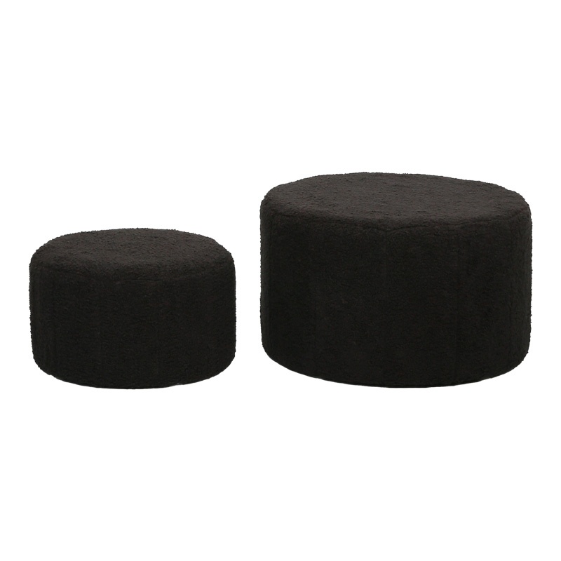 Set tabureti 2 buc Gabello boucle Negru 44x44x26.5 cm - 3 | YEO