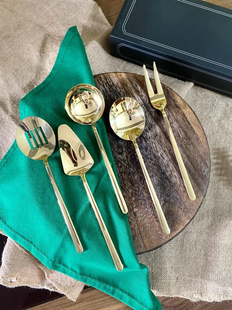 Set ustensile servire 5 bucati Allegra Auriu 23.5 cm - 1 | YEO