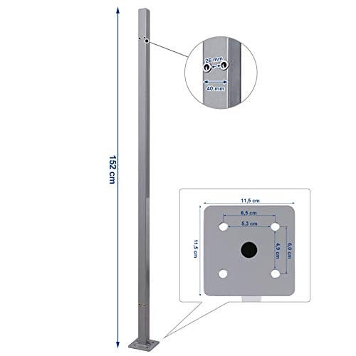 Stalp metalic de sustinere, Songmics, Gri, 152x11.5x11.5 cm - 3 | YEO