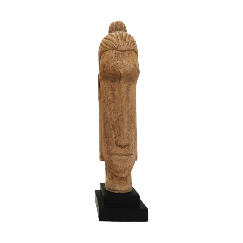 Statueta Buddha Dran bust lemn de mango natural 12x12x52 cm