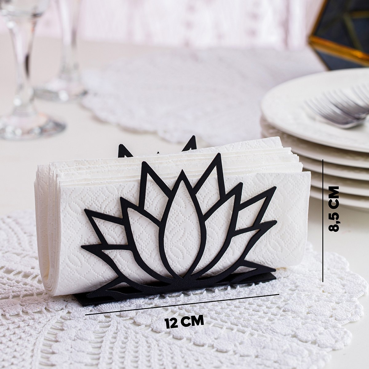 Suport de șervețele Lotus Negru 12x4x8.50 cm