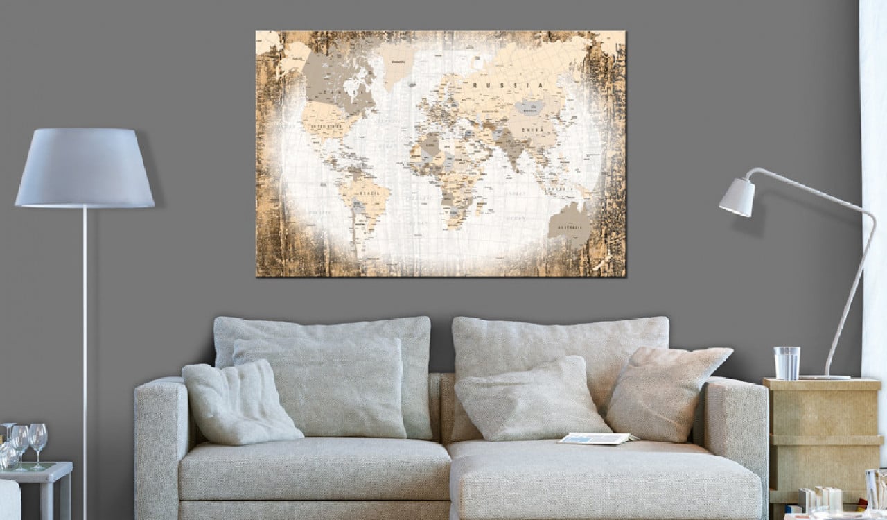 Tablou din plută - Enclave of the World [Cork Map] 60x40 cm - 1 | YEO