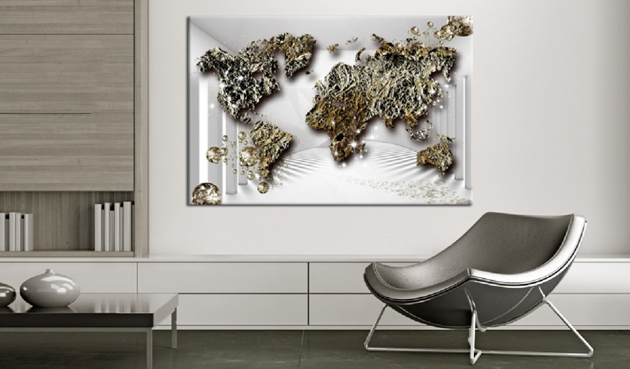 Tablou din plută - Golden Future [Cork Map] 60x40 cm - 1 | YEO