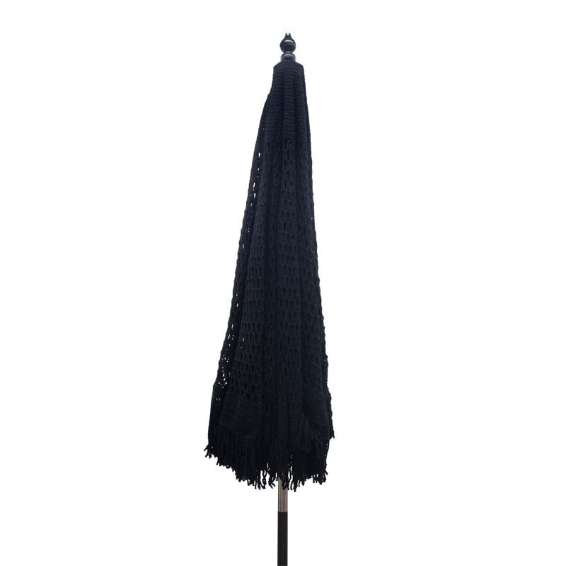 Umbrela stil mileu Brilie lemn-macrame D2.70x2.60m negru - 1 | YEO