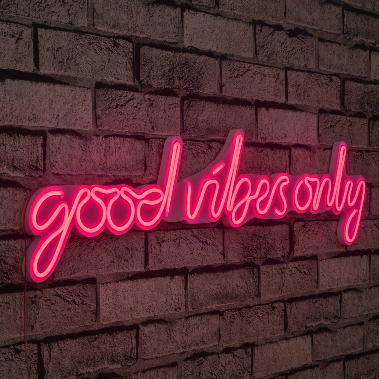 Accesoriu decorativ de perete LED Good Vibes Only Roz 76x19x2 cm