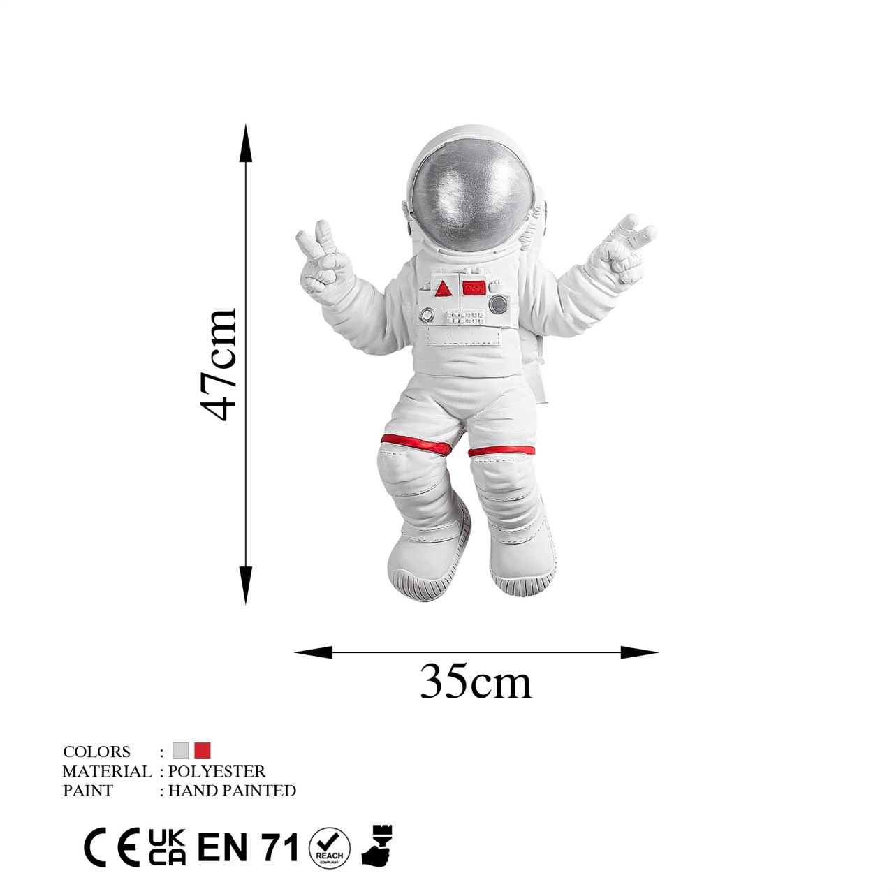 Accesoriu decorativ de perete Yak-001 Astronaut Alb 35x47x10 cm