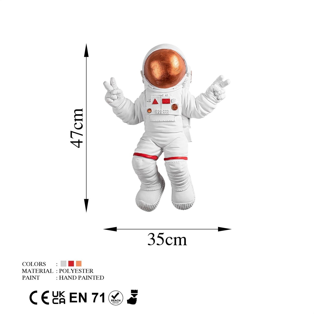 Accesoriu decorativ de perete Yak-001 Astronaut Caramiziu 35x47x10 cm