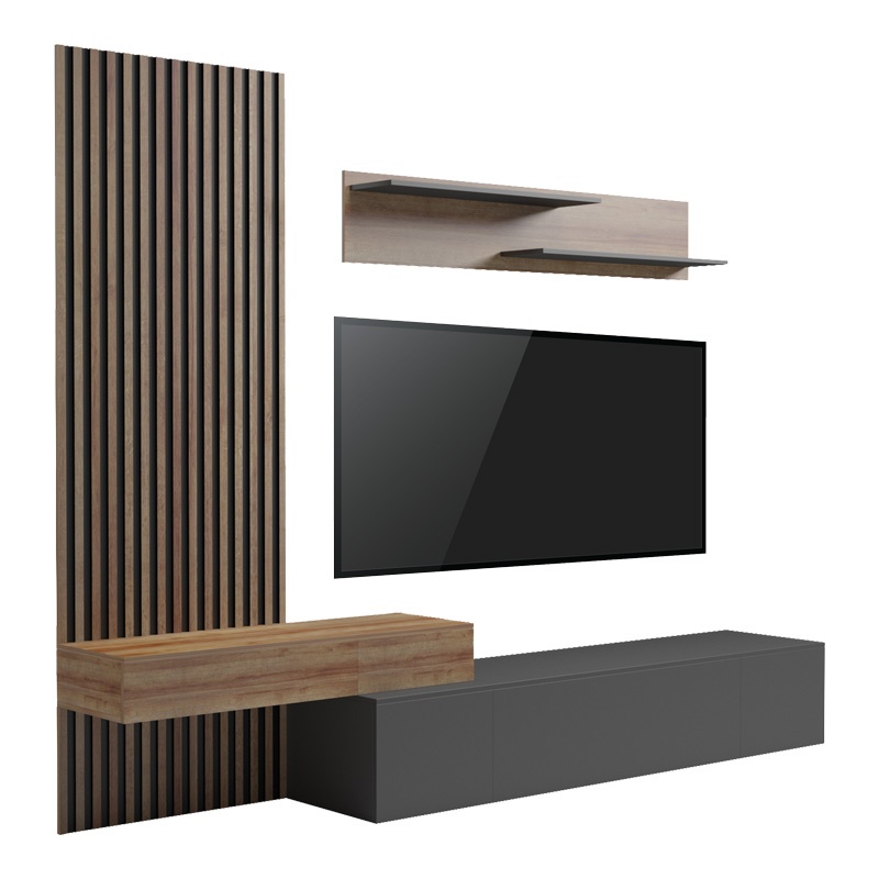 Ansamblu comoda TV Litende Gri inchis 249.4x42.2x199.5 cm - 1 | YEO