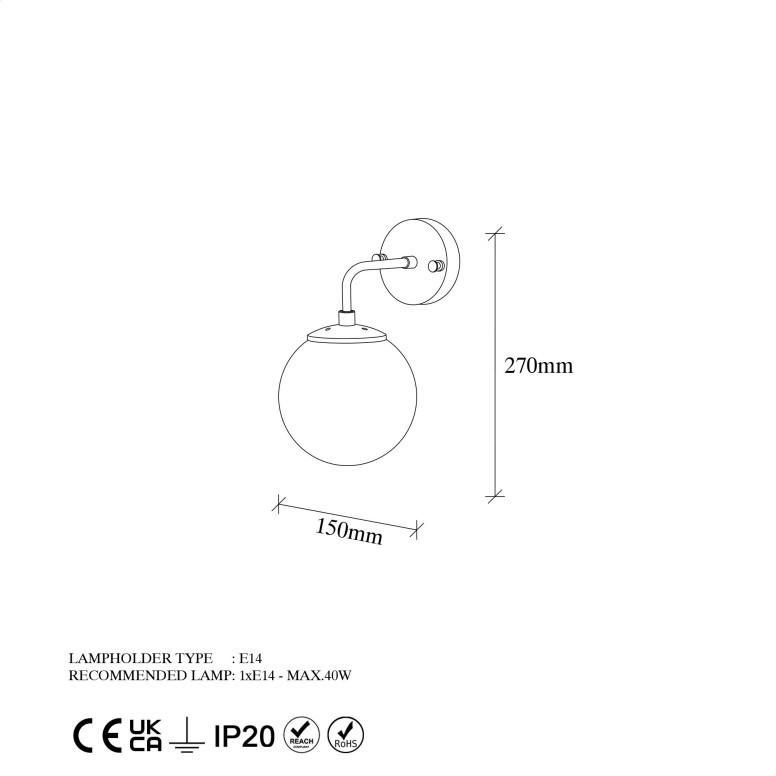 Aplica Horn - 12218 Negru/Auriu - 2 | YEO