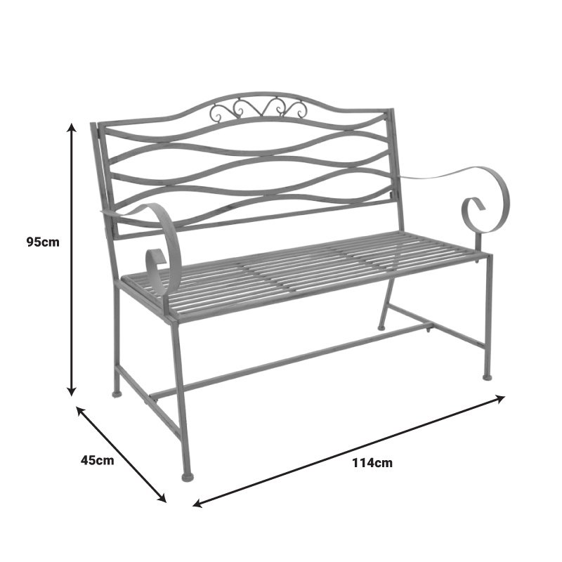 Banca metal de gradina Benko nuanta bronz 114x45x95 cm