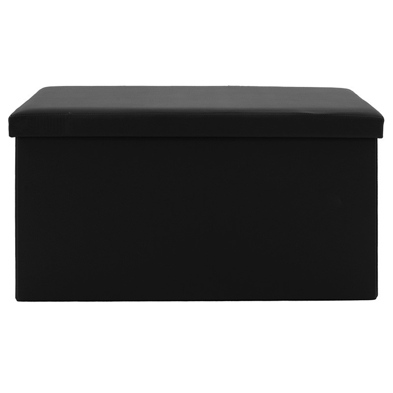 Bancuta hol cufar cu spatiu de depozitare Cooperation piele ecologica negru 76x38x38cm - 1 | YEO