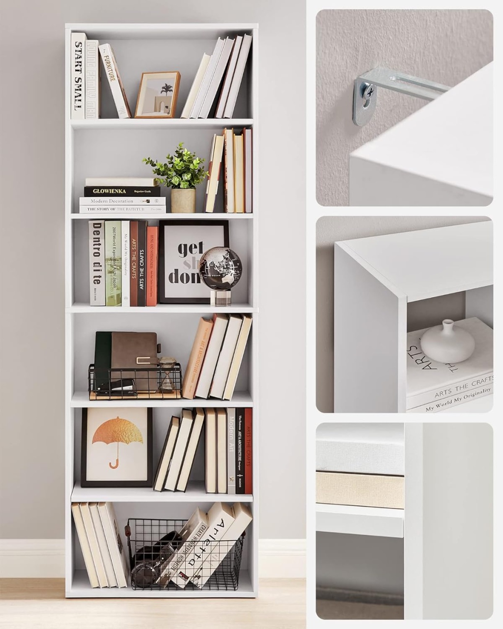 Biblioteca Alb Vasagle 60x24x178.5 cm - 2 | YEO