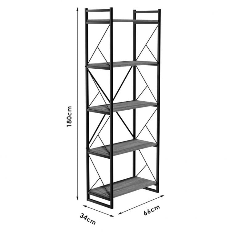 Biblioteca Baker nuc-negru 66x34x180cm - 3 | YEO