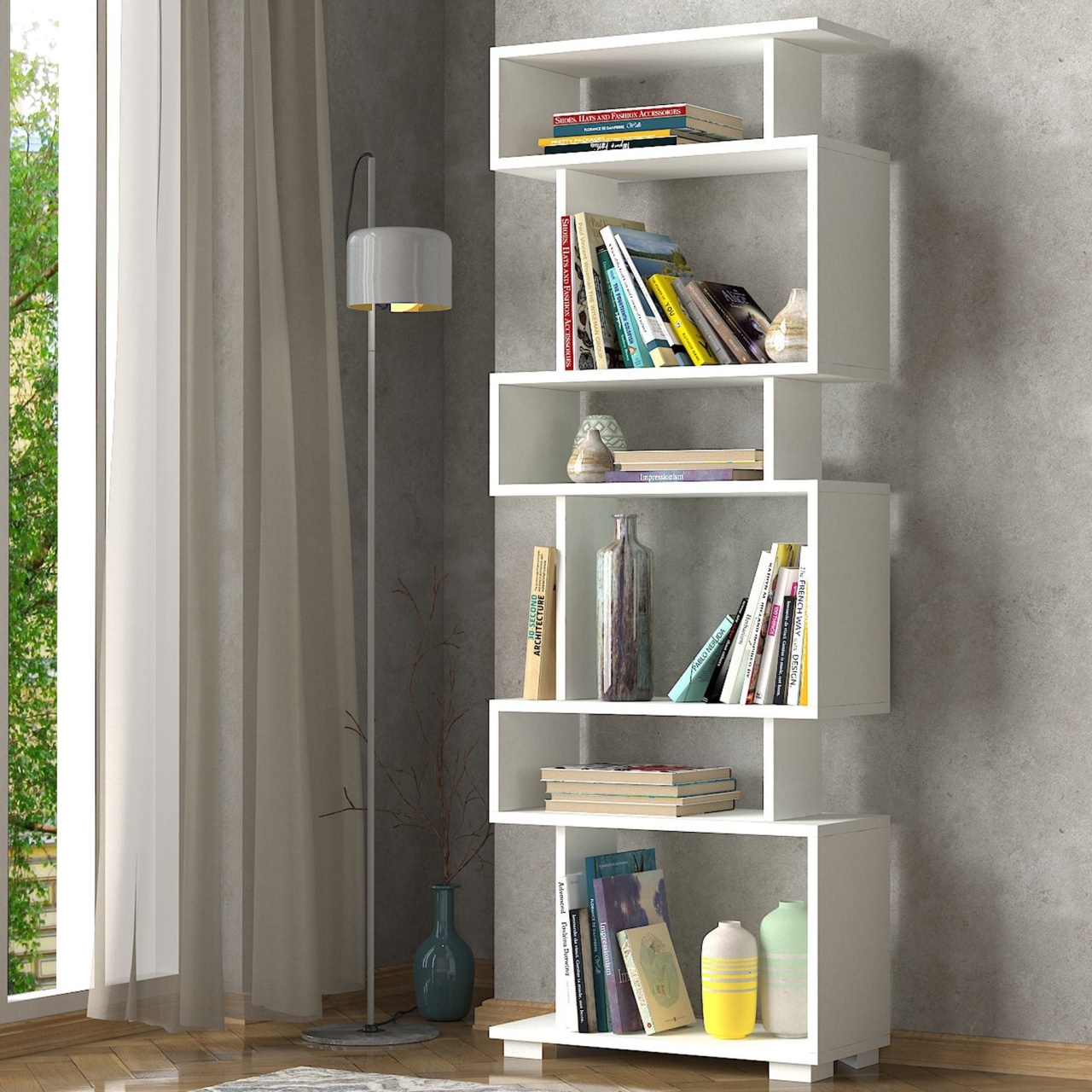 Bibliotecă Blok Alb 60x165x19.5 cm