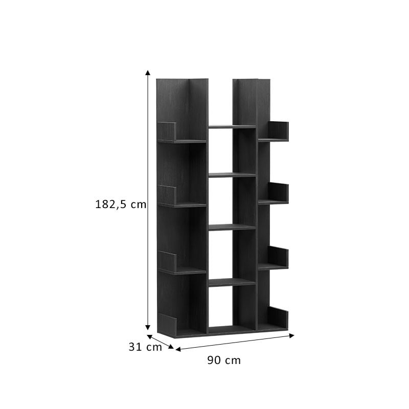 Biblioteca Charles melaminat negru 90x31x182.5cm - 3 | YEO