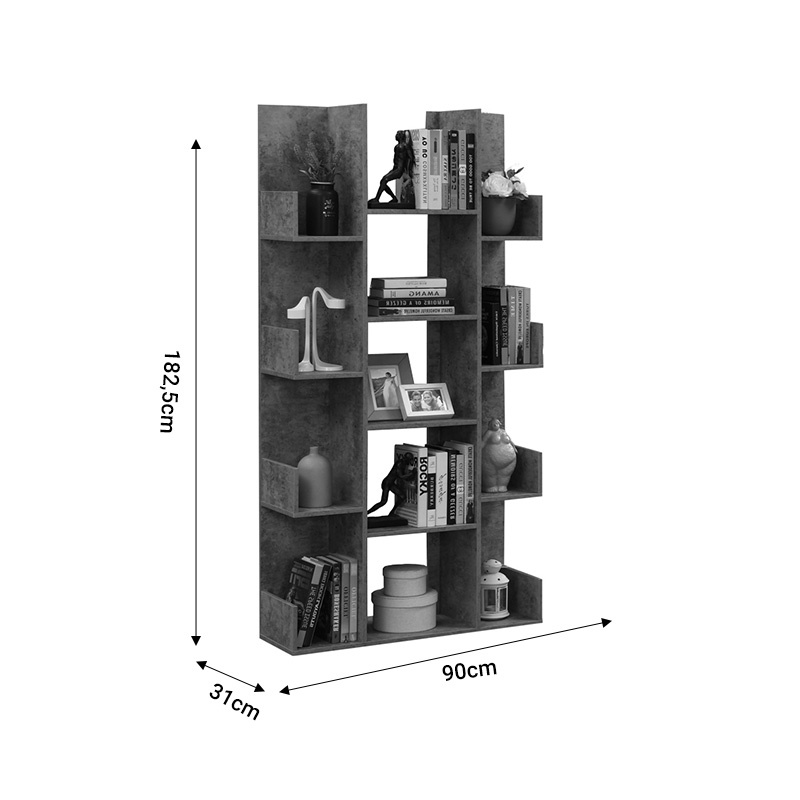 Biblioteca Charles Pako World Gri 90x31x182.5 cm