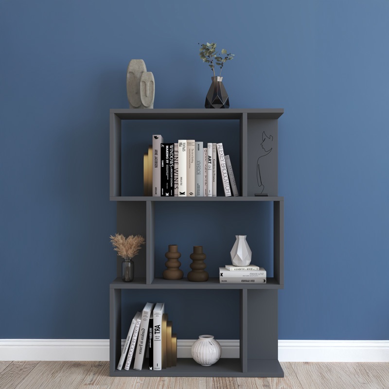Biblioteca Kadu, Pako World, Antracit, 72x22x108 cm
