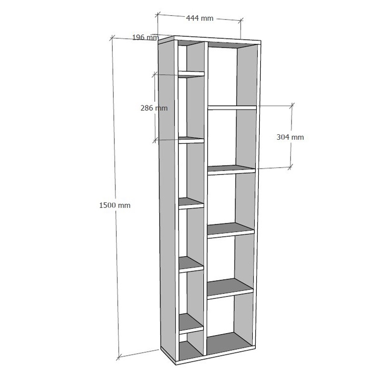 Biblioteca Minicu, Pako World, Alb, 44x19x150 cm