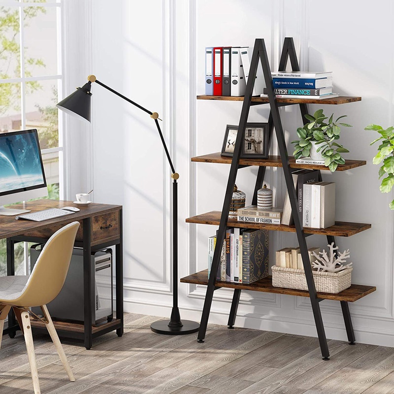 Biblioteca Naroki, Pako World, Metal negru-Nuc, 90x30x155 cm - 1 | YEO