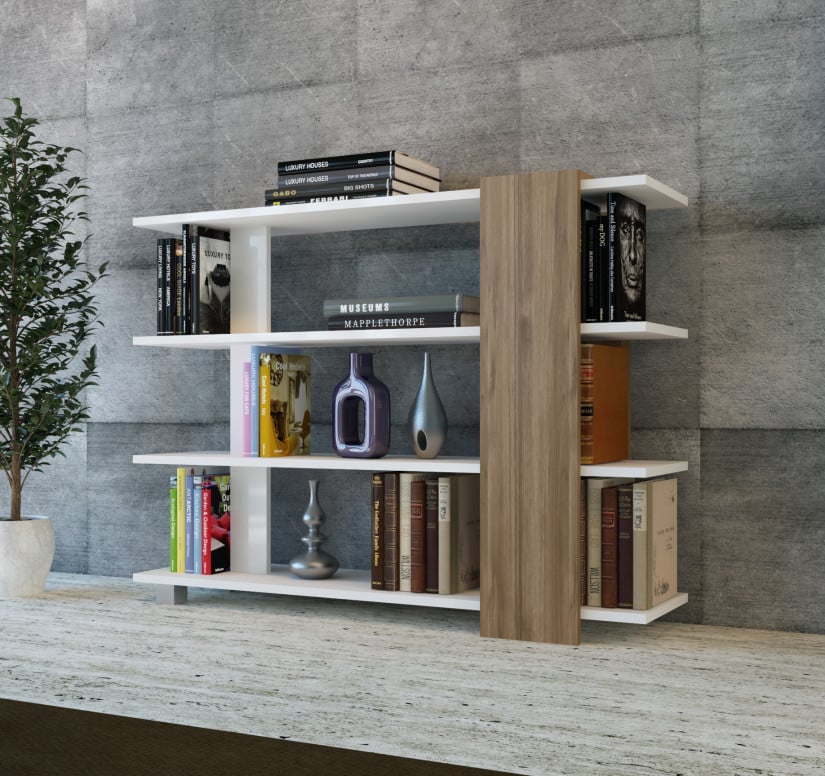 Biblioteca Nur - Alb, Walnut