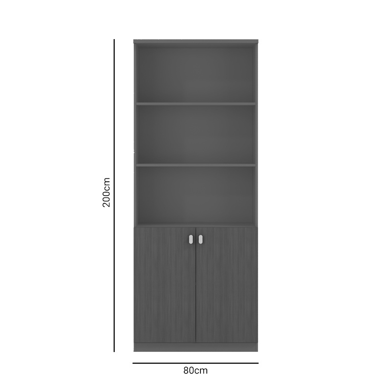 Biblioteca profesionala Denith gri inchis 80x40x200 cm