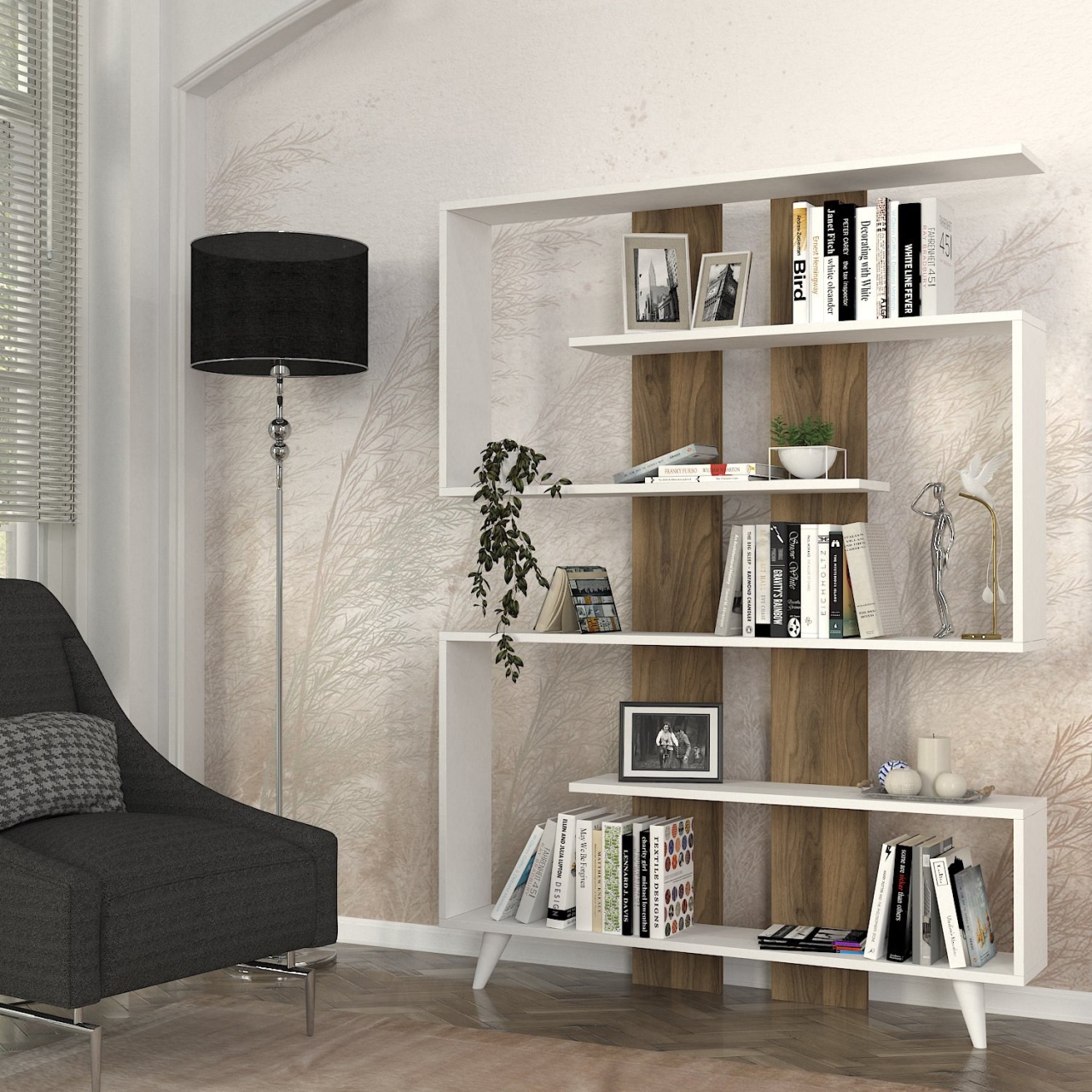 Bibliotecă Rain Alb 120x162x20 cm - 1 | YEO