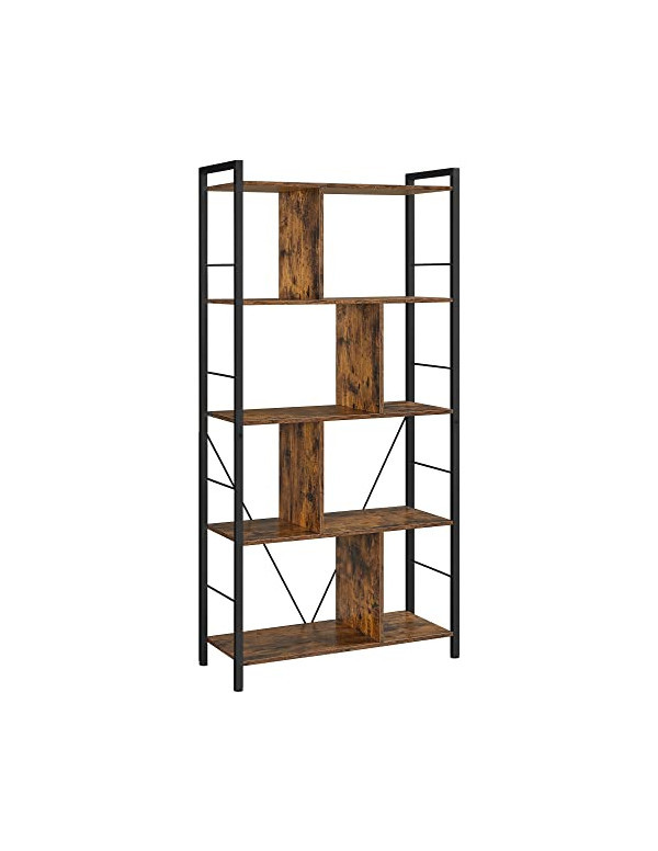 Biblioteca, Vasagle, 5 rafturi, Maro Rustic, LBC121B01, 74 x 30 x 150 cm