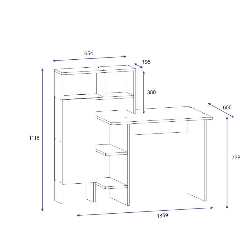 Birou Bugra Antracit 135.9x111.8x60 cm - 4 | YEO