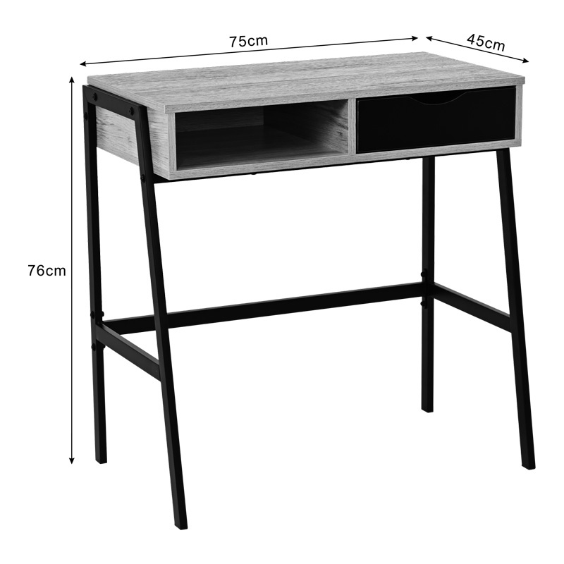 Birou cu raft Rezio, Pako World, Stejar, 75x45x76 cm