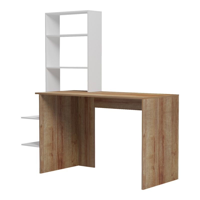 Birou de lucru cu rafturi Bivoro Maro 146x55x129 cm - 3 | YEO